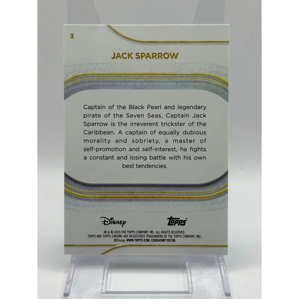 2025 Topps Chrome Disney Jack Sparrow Blue Refractor 33/150 SP Johnny Depp